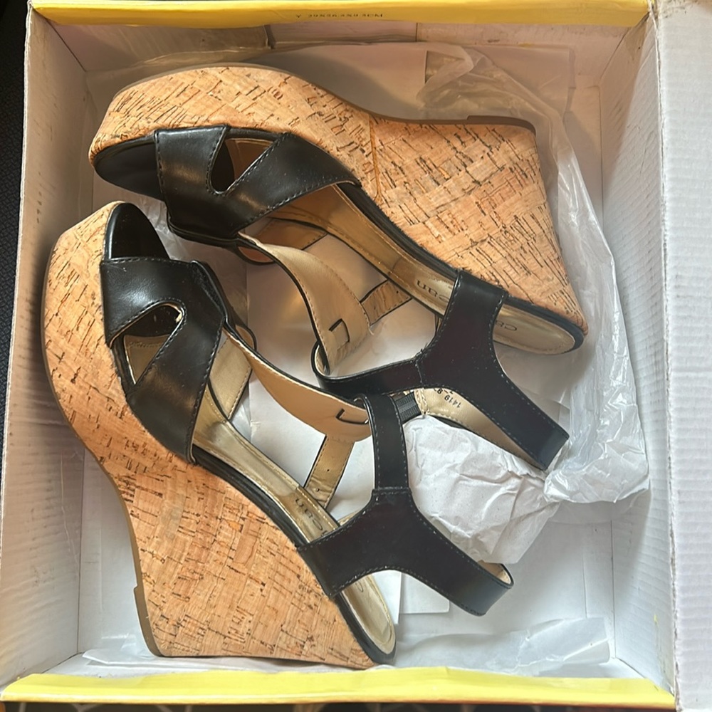 Black Cathy Jean wedges, like new. No damages.